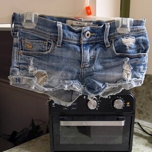 Abercrombie & Fitch Women's Light Blue Ripped Jean Shorts